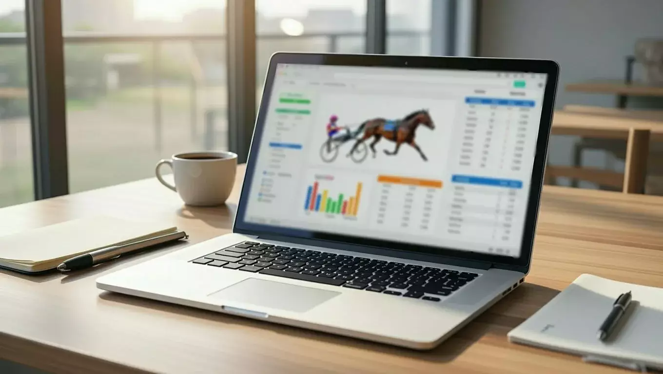 Laptop mit Renndaten und Statistiken auf dem Bildschirm