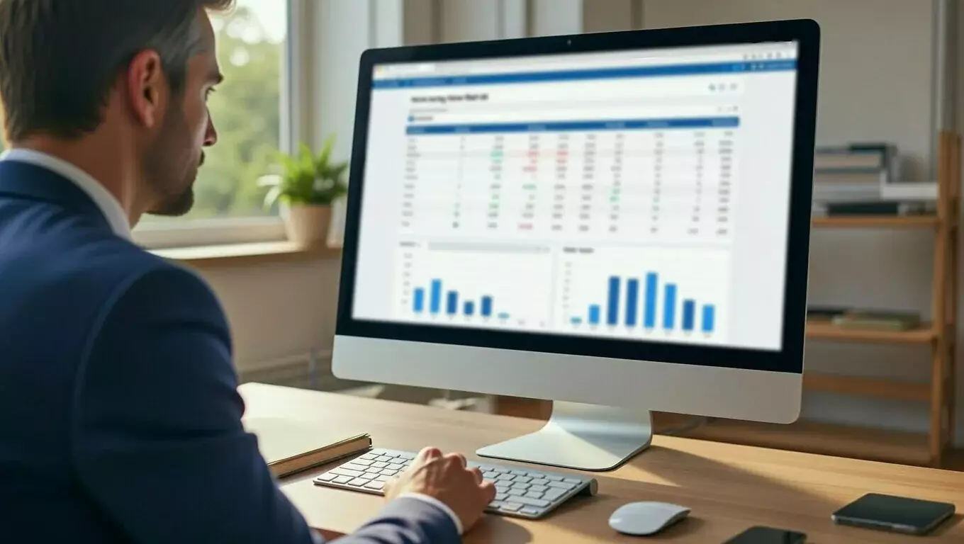 Computerbildschirm mit Statistik-Portal für Pferderennen