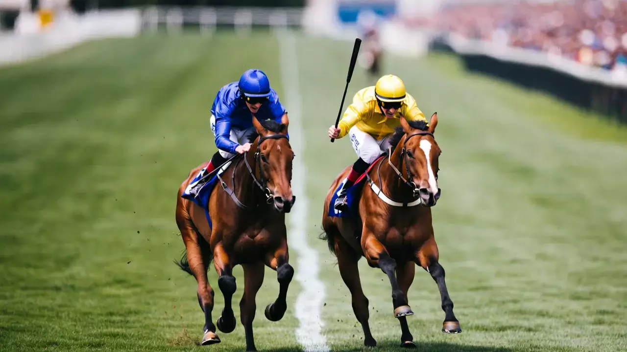 Historische Rennbahn mit Zuschauertribüne und eleganten Gästen